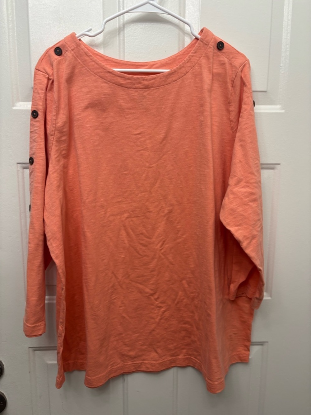 croft & barrow Coral Button-Shoulder Long Sleeve Tee